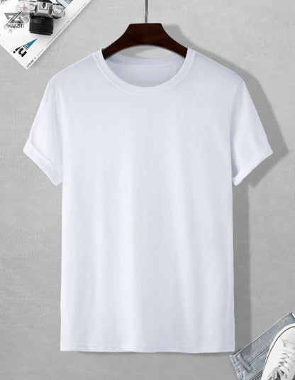 Classic Plain White T-Shirt - Minimalist Style - NAAZFIT
