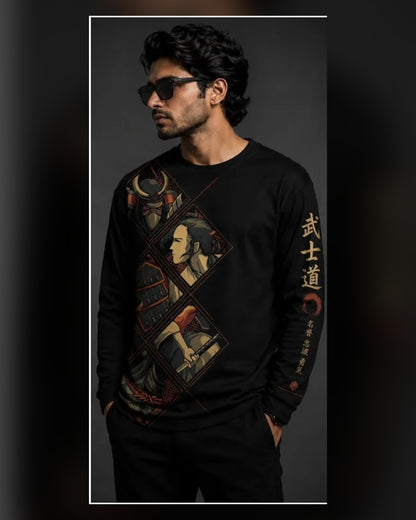 Samurai Warrior Japanese Kanji Long Sleeve Tee