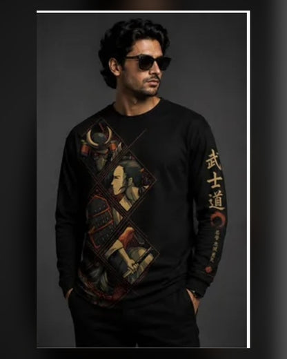 Samurai Warrior Japanese Kanji Long Sleeve Tee