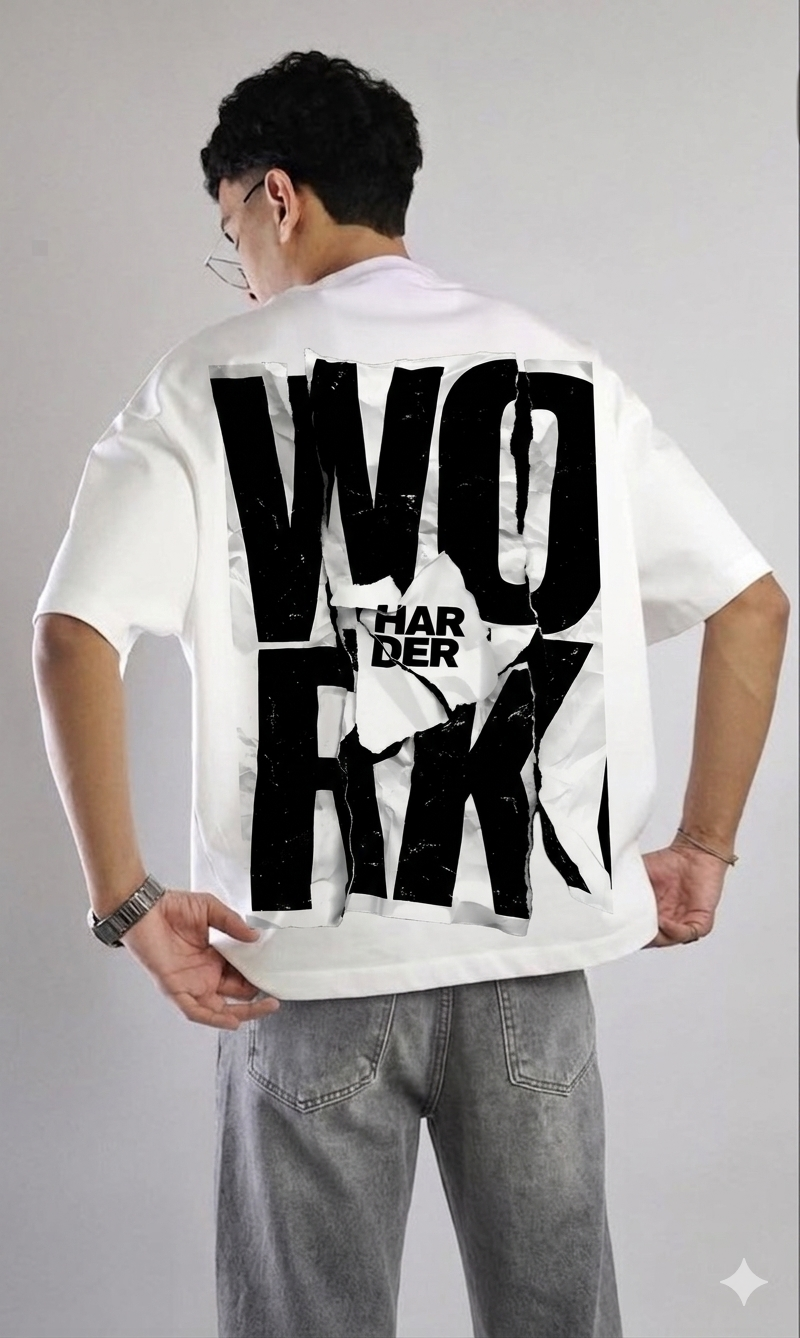 Oversized White Graphic T-Shirt 220 GSM | Heavyweight Premium Cotton Streetwear | Bold Back Print Tee