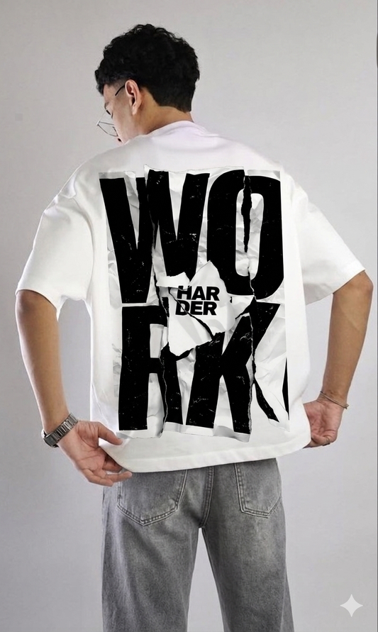Oversized White Graphic T-Shirt 220 GSM | Heavyweight Premium Cotton Streetwear | Bold Back Print Tee