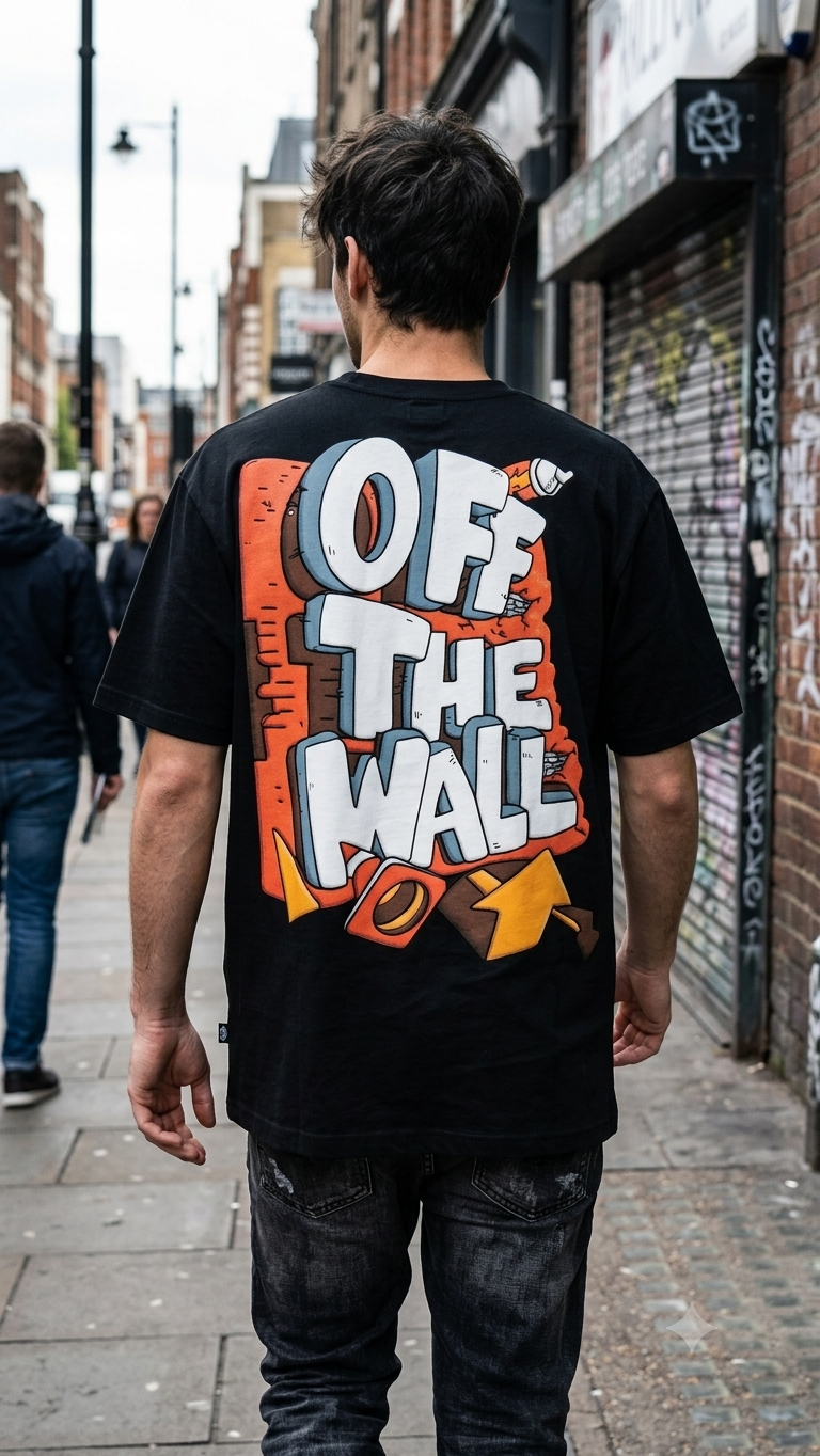 Off The Wall" Graphic Oversized T-Shirt – 220 GSM Heavyweight Cotton (Black)