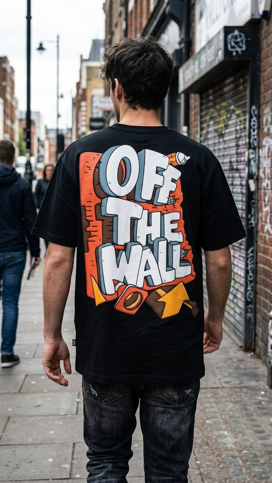 Off The Wall" Graphic Oversized T-Shirt – 220 GSM Heavyweight Cotton (Black)