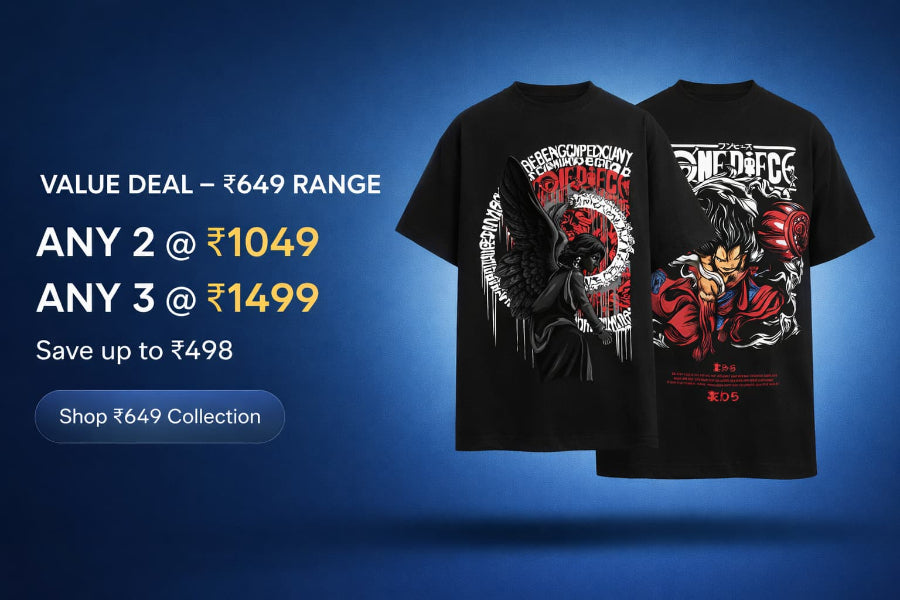 Black t-shirt with graphic designs on a 